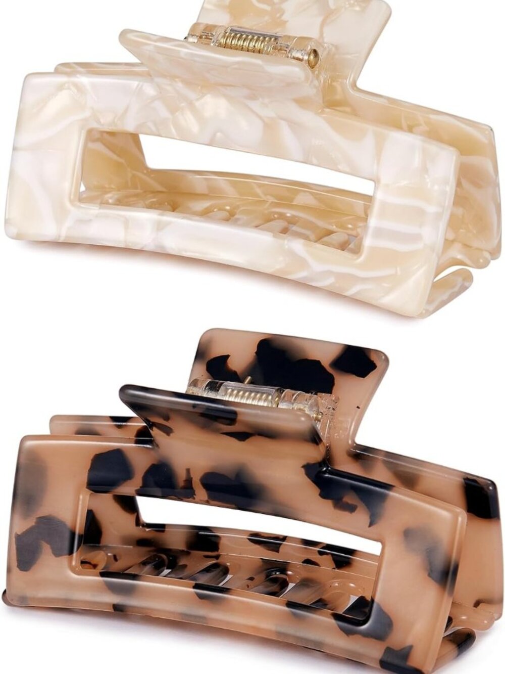 Stylish 3-Inch Tortoise Shell Hair Claw Clips - French Design Hair Jaw Clamp (2